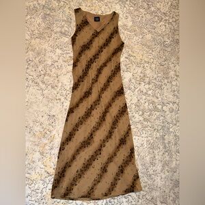 Teddi Tan Maxi Dress with Black Leopard Stripe Print